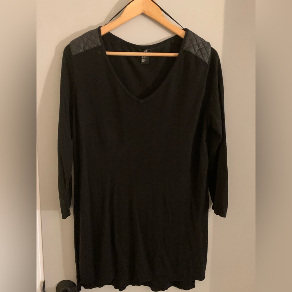 H&M tunic shirt with leather shoulders